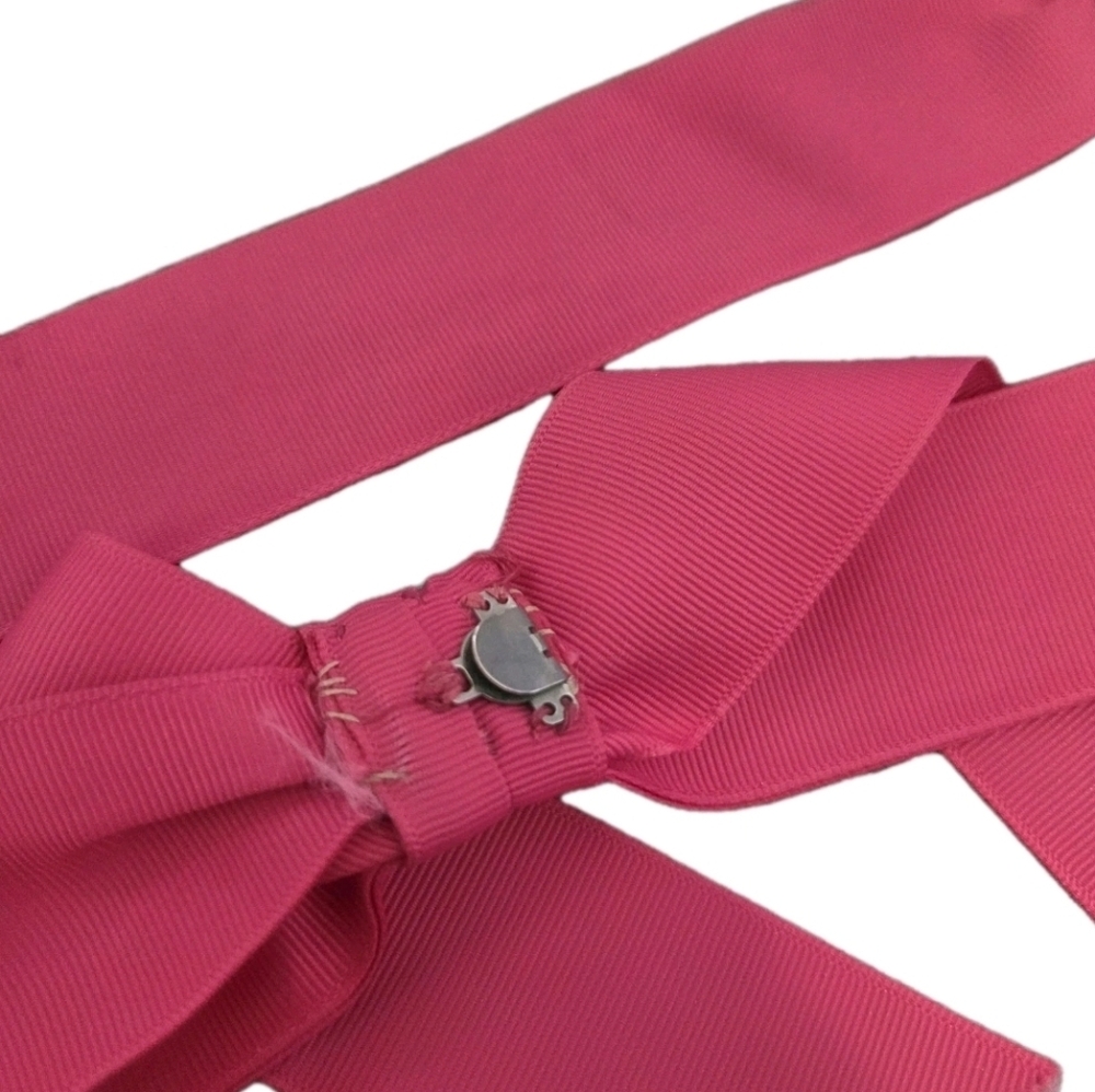 Victor Costa Vintage Floral Puff Petal Sleeve Dress Size 10 (Fits 4–6) Pink Bow - Picture 11 of 14